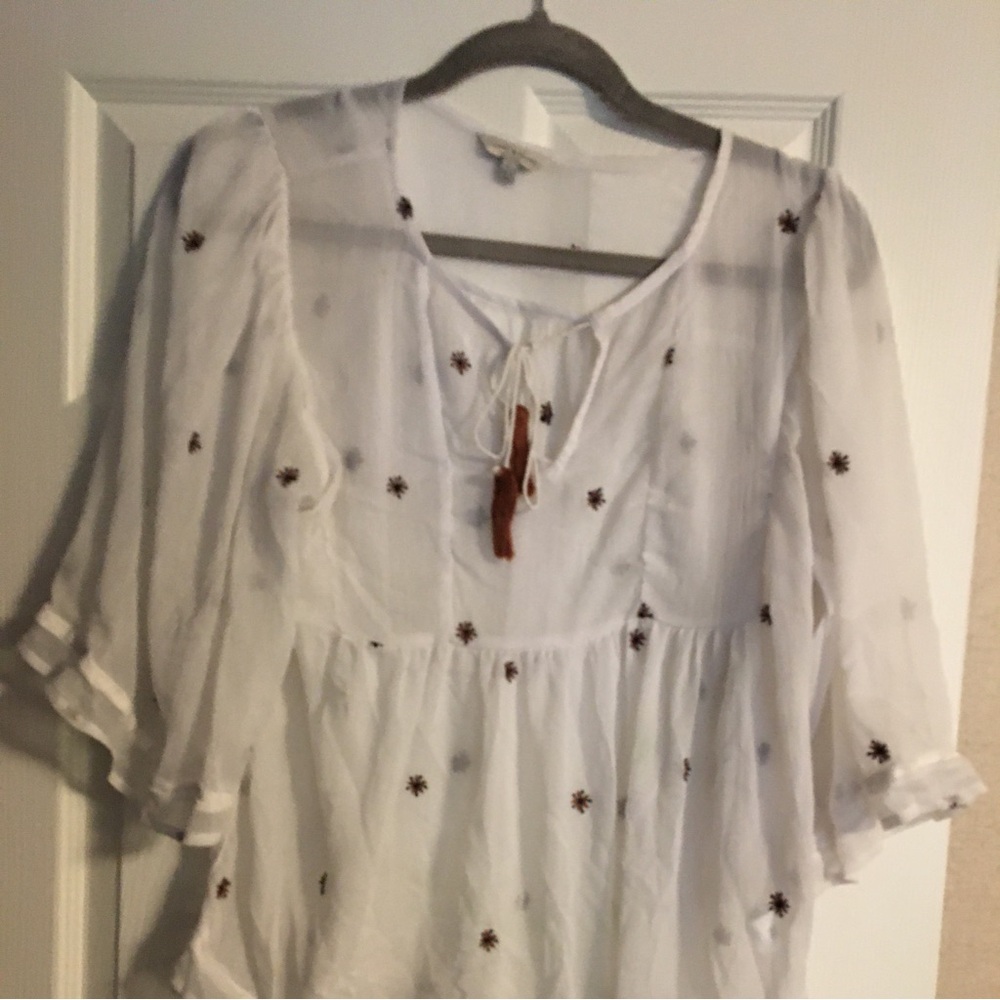 Lucky Brand White Embroidery Top